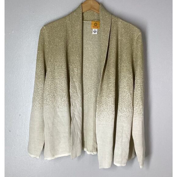 Ruby Rd Cardigan Sz XLarge Open Front Ivory gold - Picture 1 of 7